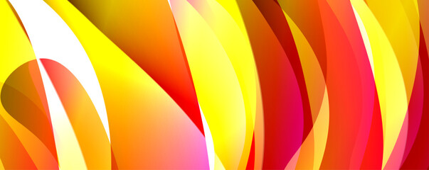 Aufkleber - Vibrant hues of yellow, red, and orange create a colorful background with waves resembling petals. This artful pattern combines tints and shades to evoke the beauty of a terrestrial plant