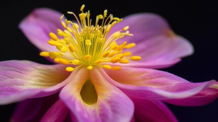 Wall Mural - Pink flower close-up with yellow stamens