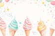 Colorful Ice Cream Cones With Sprinkles Against a Bright Blurred Background