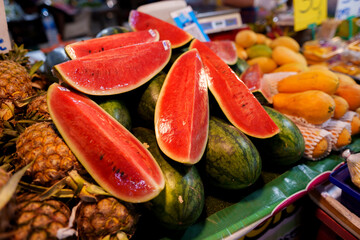 Poster - Watermelon for sale at local tropical fruit market