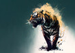 Image of standing tiger with scattered colors on clean background., Wildlife Animals.