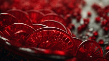 Canvas Print - ruby red sparkle: a captivating close-up of shimmering crimson beads, their translucent beauty catch