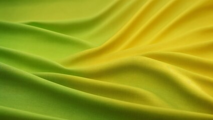 Abstract fabric background Green-yellow gradient color, wavy, rough lines, bright neon shades, glowing light, smooth, shiny fabric. soft wavy creases Elegant background with space for design.