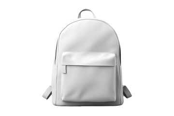 front view of white textile backpack isolated on white