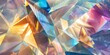 Vibrant and colorful abstract crystals with light reflections and geometric shapes.