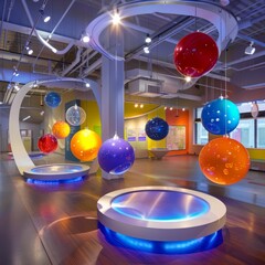 Wall Mural - The room is filled with colorful balls suspended from the ceiling