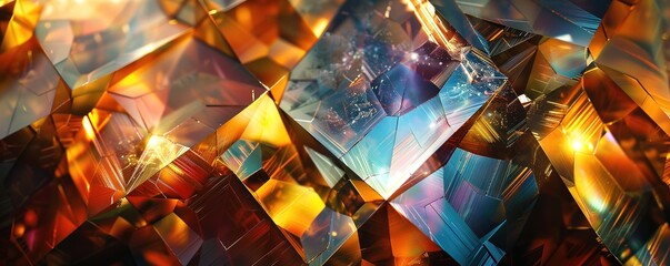 Poster - Vibrant 3D rendering of dynamic geometric shapes with a technicolor effect.
