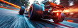 © alexkoral - back of formula one racing car fast driving on race track