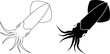 outline silhouette squid icon set