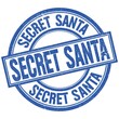 SECRET SANTA written word on blue stamp sign