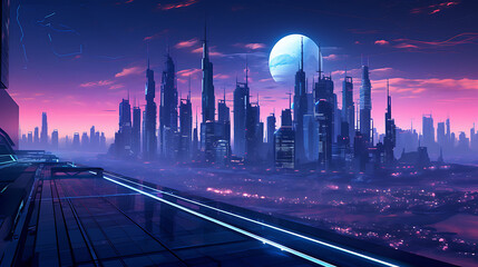 Wall Mural - city skyline at night