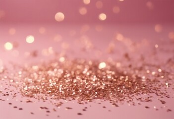 Wall Mural - 'pink Light pastel minimalistic colors scattered confetti festive Golden glitter glamorous delicate metal background sparkles background. decoration minimal card shiny dust pa'
