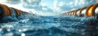 Tidal power animation, digital model, ocean energy exploration. Hyperdetailed. Photorealistic. HD. super detailed