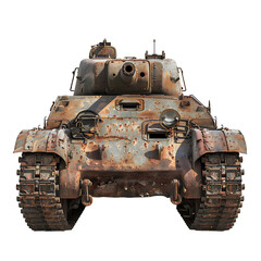 Military tank on isolated transparent background