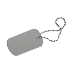 Realistic 3D Army locket or soldier badge army tag necklace isolated from stainless steel with identity details. Old dog tags on white background, Military dog tag necklace. Personal id pendant