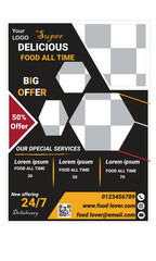 Wall Mural - Food social media post template. Restaurant social media banner. Square size. Fast food social media post design vector. High resolution. Burger and delicious social media marketing banner post