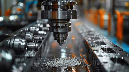 Aufkleber - Milling machine, industrial, metal part. Generative AI.