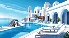 White Architecture In Santorini Island Greece. Luxury