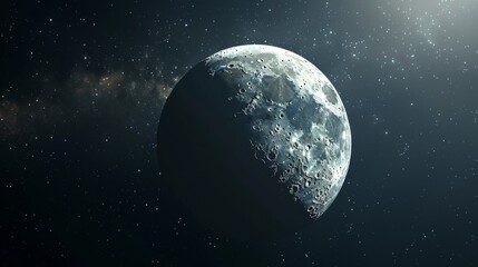 Wall Mural - eclipse: a 3d illustration of a partial lunar eclipse, showing a portion of the moon passing into th
