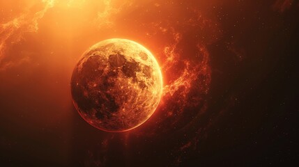 Wall Mural - eclipse: a 3d illustration of a lunar eclipse, with the earth between the sun and the moon
