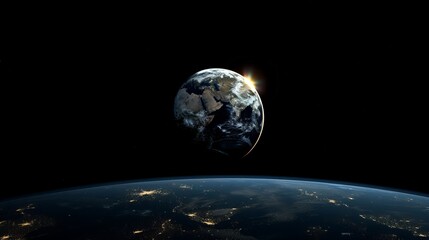 Wall Mural - eclipse: a 3d illustration of a solar eclipse, showing the moon passing between the sun and the eart