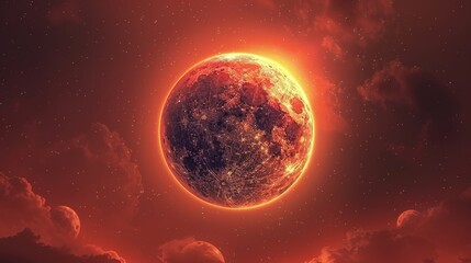 Wall Mural - eclipse: a vector illustration of a total lunar eclipse