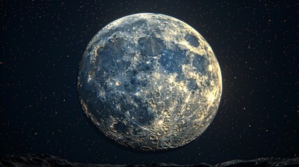 Wall Mural - moon: a 3d rendering of the moon in its full phase
