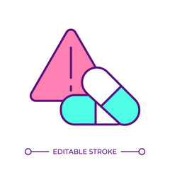 Sticker - Medication administration RGB color icon. Pharmaceutical products management. Quality control, supplements safety. Isolated vector illustration. Simple filled line drawing. Editable stroke