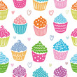 Vector, seamless pattern from a collection of cupcakes, muffins, hand-drawn in the style of doodles