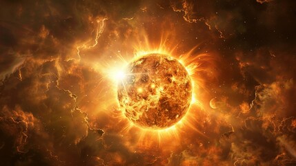 Wall Mural - solar system: a photo of the sun, the largest star in our solar system