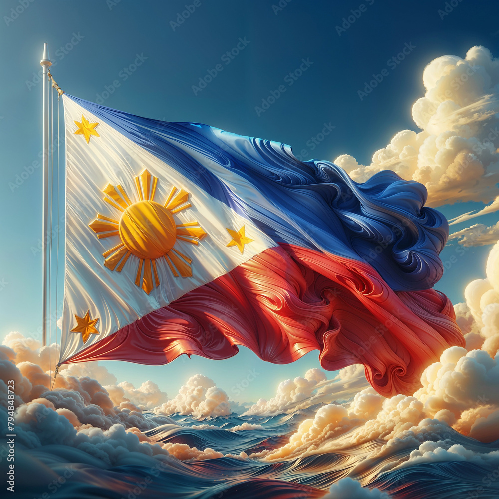 3D rendered Philippines flag, isolated on a clean background. High ...