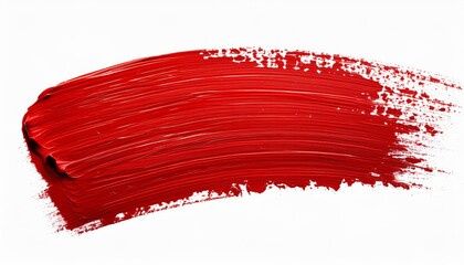 vibrant red brush stroke on white background