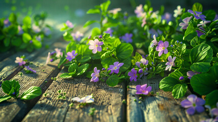 Wall Mural - Spring Blooms, Close-Up of Violet Flowers, Freshness of Natures Beauty