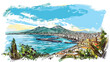 Panoramic view of Naples city and Gulf of Naples Ital