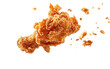 Scrumptious Fried Chicken Tender Descending , Savory Fried Chicken Dropping Gracefully on Pure White Surface, Generative AI