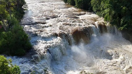 Canvas Print - Cassilandia, Mato Grosso do Sul, Brazil - 04 18 2024: Salto Do Rio Apore tourist spot in cassilandia waterfall