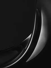 Wall Mural - A dark, seemingly reflective surface with a curved line,  part of a circular object, Minimalism modern Backdrop