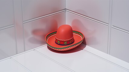  Cinco de Mayo holiday celebration with cactus, maracas and sombrero hat. Generative Ai