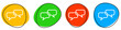 4 bunte Icons: 2 Sprechblasen - Button Banner