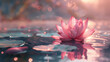 Tranquil Pink Lotus on Water at Twilight