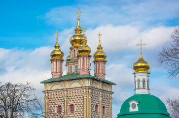 Wall Mural - Domes of the ornate gate church of the Trinity-Sergius Lavra