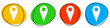 4 bunte Icons: Standort - Button Banner