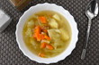 Cabbage soup in a bowl