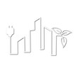 © Ilhamdh - eco friendly city concept, line tamplet symbol icon, eco with electric plug and leaf