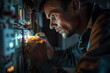 © Fabio - Close-up Of A Electrician Examining A Fusebox With A Torch
