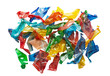 Assorted colorful plastic waste collection on transparent background