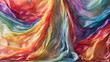Beautiful shimmering rainbow colored chiffon material cascading in gentle folds. Cascading rainbow chiffon background.