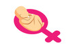 Vector illustration of foetus with female symbol on transparent background