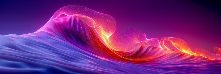 Wall Mural - Dynamic abstract digital design with glowing neon waves in futuristic motion