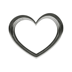 Poster - 3d heart with chrome effect in y2k style isolated on white background. Vector illustration for retro futuristic design